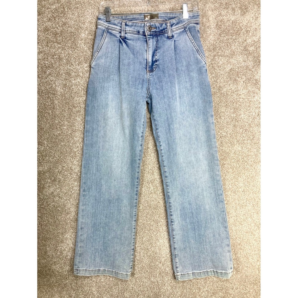 KUT from the Kloth High Rise Wide Leg Jeans Womens Sz 4 Light Wash Stretch Denim